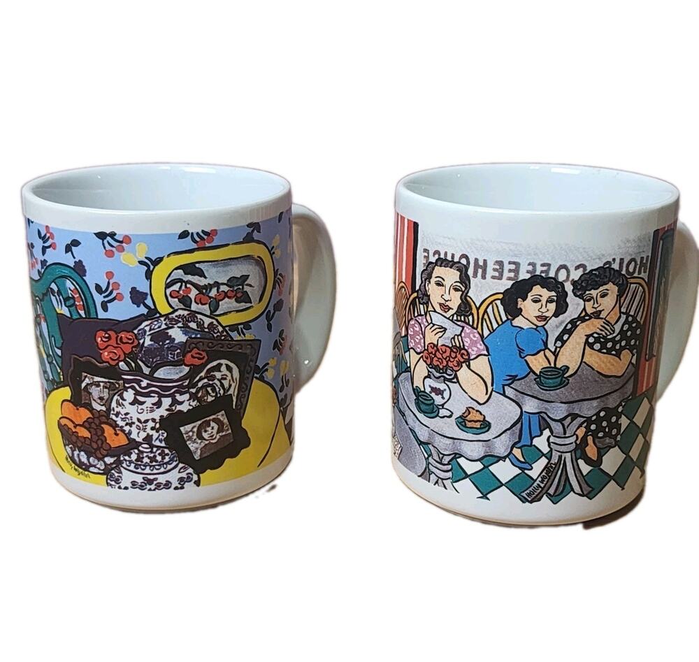 Vintage 1993 Holly Wojahn Coffee Mug “Creative Imaginations” 12 Oz Rare set of 2